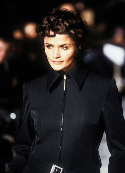 Dirk Bikkembergs Vintage AW 1997 Black Satin Belted Zip Front Coat