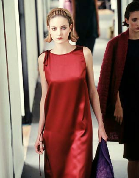 Chanel Vintage AW 1998 Bordeaux Silk Charmeuse Two Piece Column Dress
