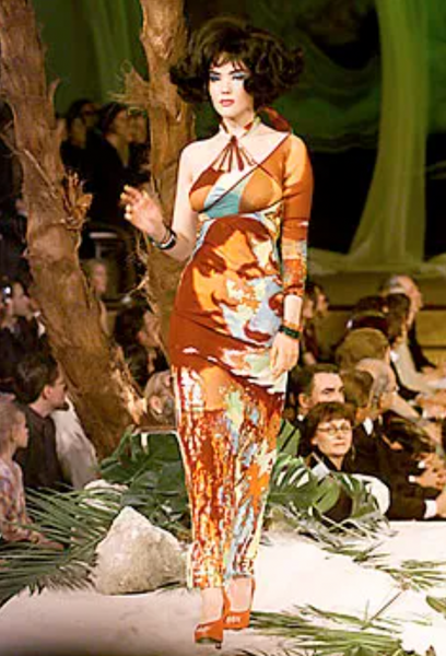 Jean Paul Gaultier Vintage SS 2000 Iconic Vibrant Acid Trip Face Print Halter Dress