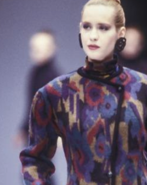 Missoni Vintage AW 1988 Colorful Abstract Floral Intarsia Knit Peplum Jacket