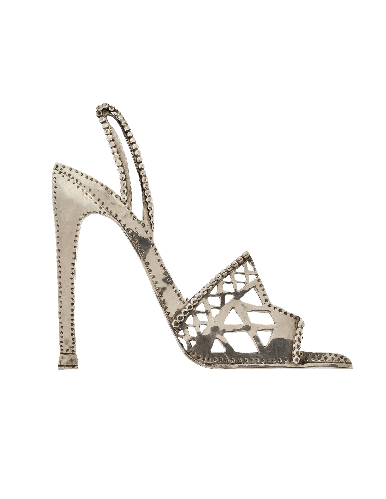 Danielle Berlin Vintage 1995 Sterling Silver Strappy Stiletto Sandal High Heel Brooch Pin
