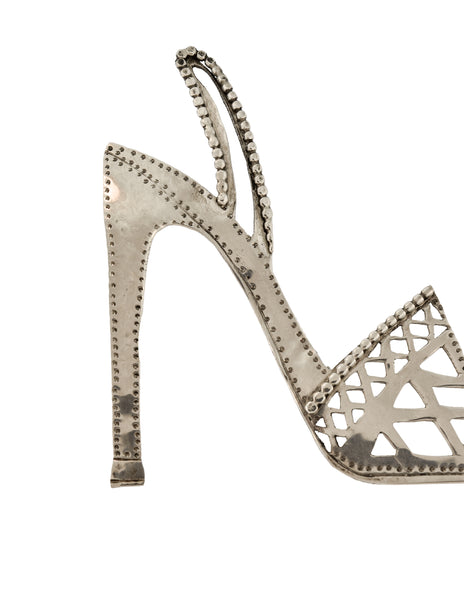 Danielle Berlin Vintage 1995 Sterling Silver Strappy Stiletto Sandal High Heel Brooch Pin