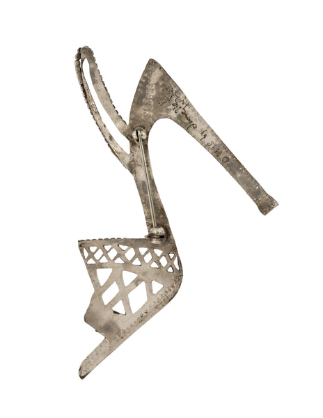 Danielle Berlin Vintage 1995 Sterling Silver Strappy Stiletto Sandal High Heel Brooch Pin