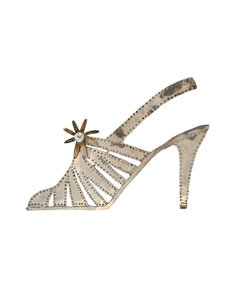 Danielle Berlin Vintage Sterling Silver and Brass Strappy High Heel Silhouette Brooch Pin