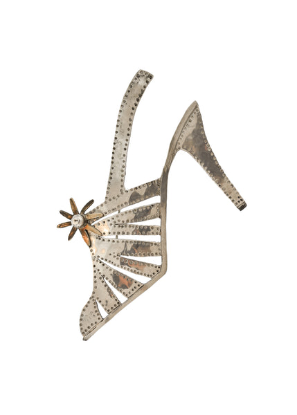 Danielle Berlin Vintage Sterling Silver and Brass Strappy High Heel Silhouette Brooch Pin