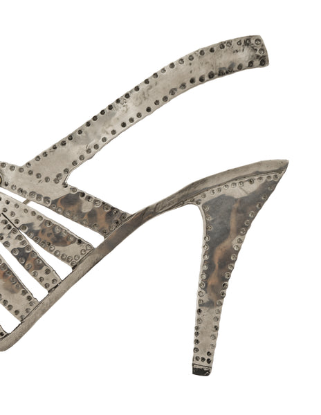 Danielle Berlin Vintage Sterling Silver and Brass Strappy High Heel Silhouette Brooch Pin
