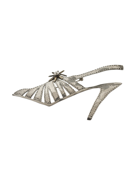 Danielle Berlin Vintage Sterling Silver and Brass Strappy High Heel Silhouette Brooch Pin