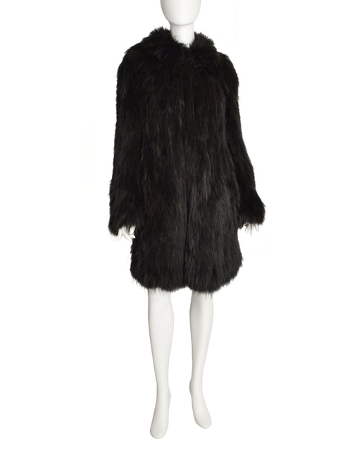 Sonia Rykiel Vintage Black Silver Fox Fur Knit Coat – Amarcord