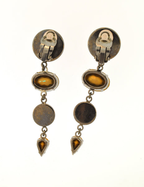 Sonia Rykiel Inscription Vintage Multicolor Rhinestone Drop Earrings