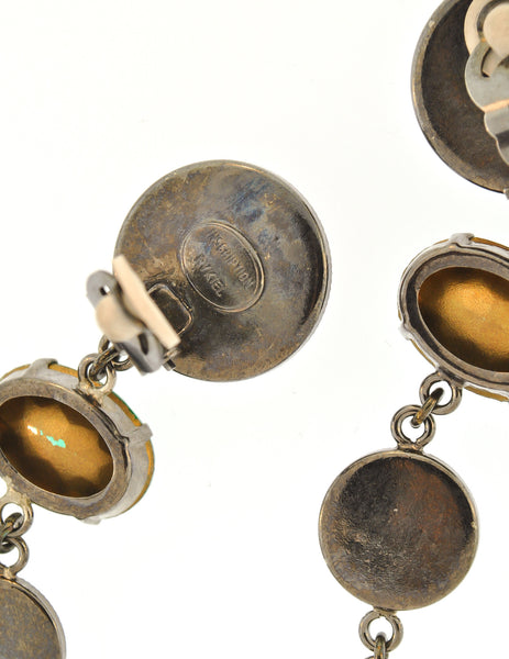 Sonia Rykiel Inscription Vintage Multicolor Rhinestone Drop Earrings