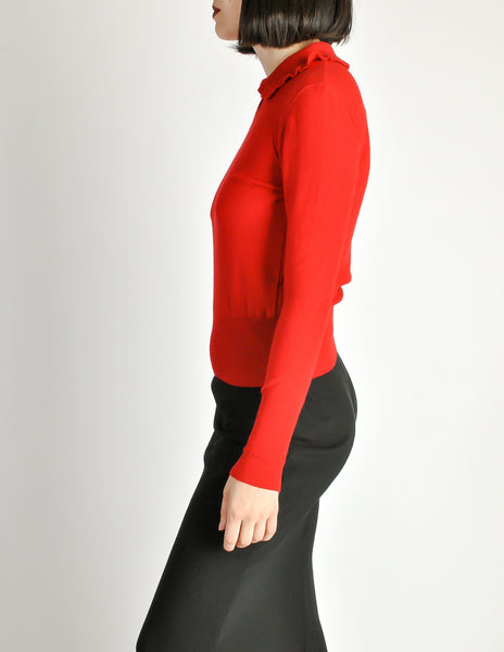 Sonia Rykiel Vintage Red Wool Peter Pan Collar Sweater