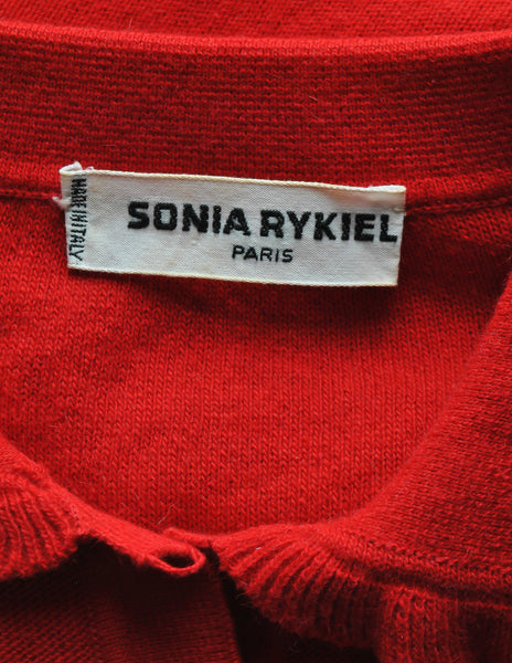 Sonia Rykiel Vintage Red Wool Peter Pan Collar Sweater