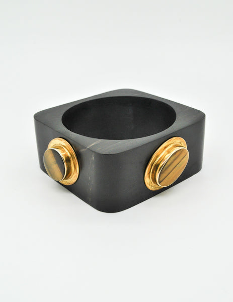 Vintage Tiger's Eye and Ebony Square Bracelet - Amarcord Vintage Fashion
 - 5