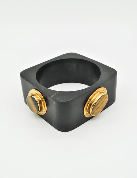 Vintage Tiger's Eye and Ebony Square Bracelet - Amarcord Vintage Fashion
 - 2