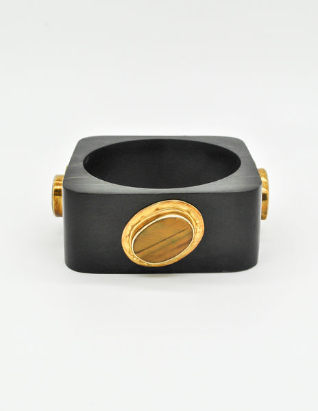 Vintage Tiger's Eye and Ebony Square Bracelet - Amarcord Vintage Fashion
 - 3