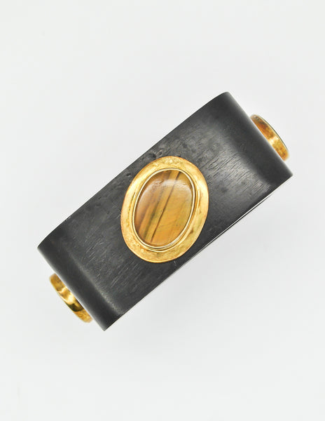 Vintage Tiger's Eye and Ebony Square Bracelet - Amarcord Vintage Fashion
 - 8