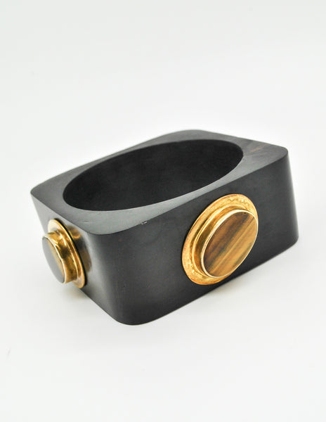 Vintage Tiger's Eye and Ebony Square Bracelet - Amarcord Vintage Fashion
 - 4