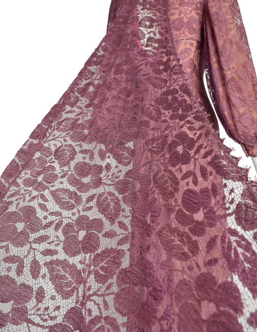 Stavropoulos Vintage 1970s Purple Mauve Lace Empire Waist Bishop Sleev –  Amarcord Vintage Fashion