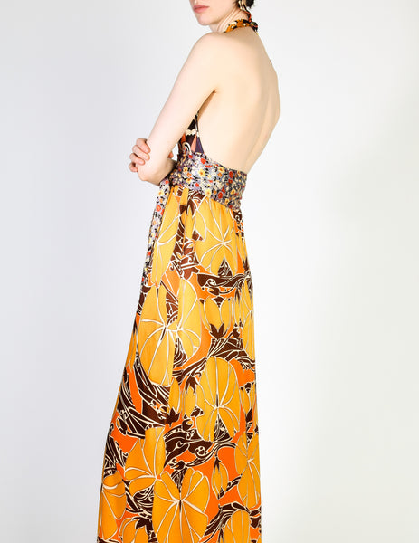 Stephen Burrows Vintage Floral Halter Wrap Dress - Amarcord Vintage Fashion
 - 5