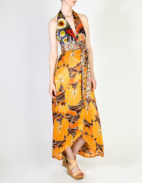 Stephen Burrows Vintage Floral Halter Wrap Dress - Amarcord Vintage Fashion
 - 4