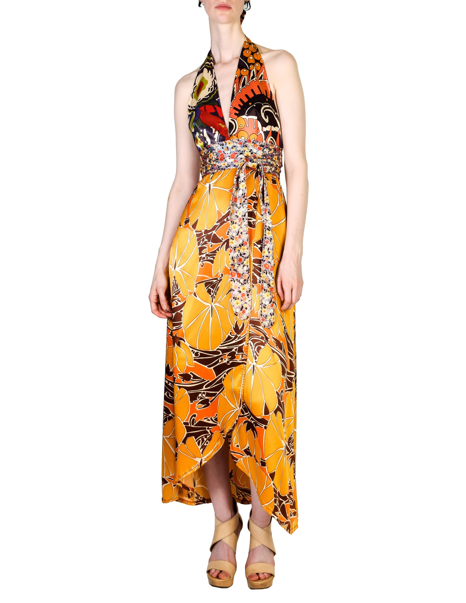 Stephen Burrows Vintage Floral Halter Wrap Dress - Amarcord Vintage Fashion
 - 1