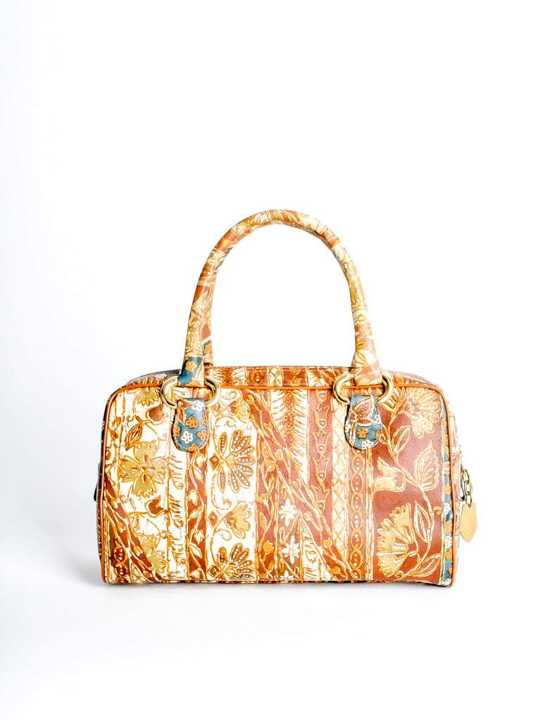 Floral print on sale leather handbags
