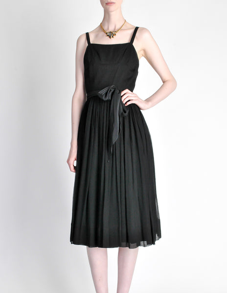 Suzy Perette Vintage Black Silk Crepe Dress