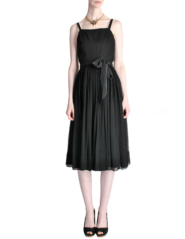 Suzy Perette Vintage Black Silk Crepe Dress