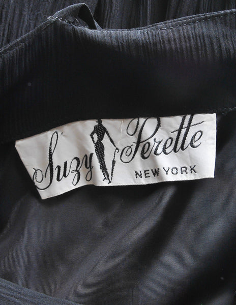Suzy Perette Vintage Black Silk Crepe Dress