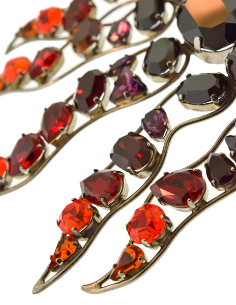 Daniel Swarovski Vintage Rare Crystal Fire Flame Necklace Bracelet and Earring Parure Set