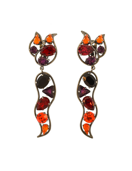 Daniel Swarovski Vintage Rare Crystal Fire Flame Necklace Bracelet and Earring Parure Set