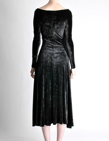 Tadashi Vintage Black Crushed Velvet Midi Dress - Amarcord Vintage Fashion
 - 6