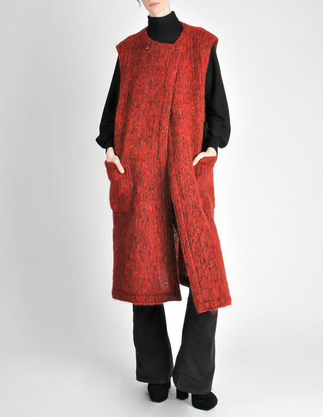 Ted Lapidus Vintage Burnt Red Mohair Maxi Vest - Amarcord Vintage Fashion
 - 3