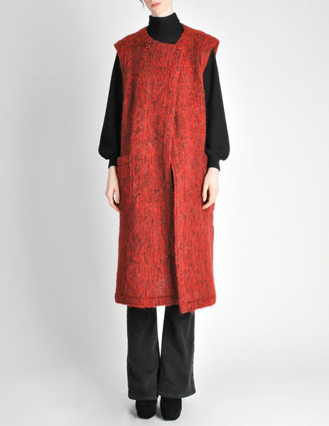 Ted Lapidus Vintage Burnt Red Mohair Maxi Vest - Amarcord Vintage Fashion
 - 3