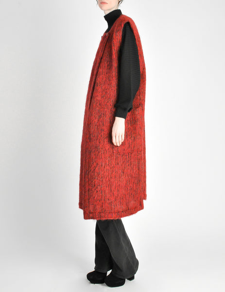 Ted Lapidus Vintage Burnt Red Mohair Maxi Vest - Amarcord Vintage Fashion
 - 5