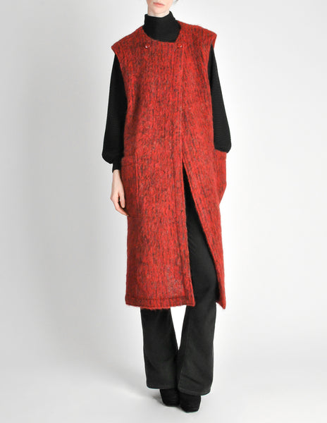 Ted Lapidus Vintage Burnt Red Mohair Maxi Vest - Amarcord Vintage Fashion
 - 2