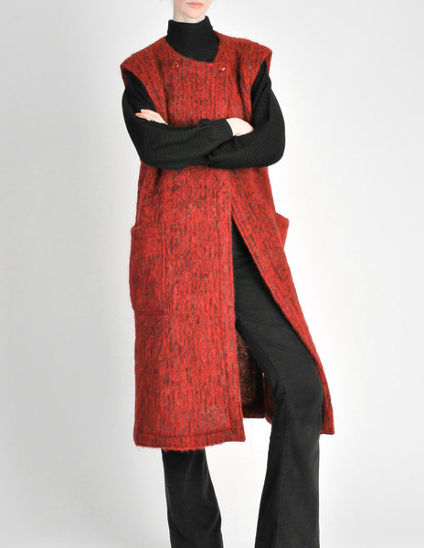 Ted Lapidus Vintage Burnt Red Mohair Maxi Vest - Amarcord Vintage Fashion
 - 6