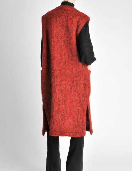 Ted Lapidus Vintage Burnt Red Mohair Maxi Vest - Amarcord Vintage Fashion
 - 8