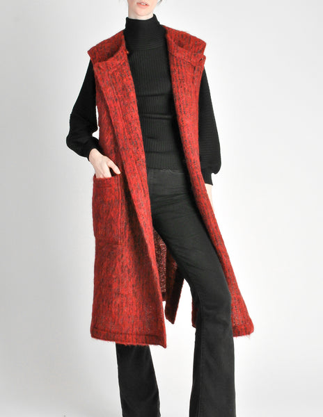 Ted Lapidus Vintage Burnt Red Mohair Maxi Vest - Amarcord Vintage Fashion
 - 7