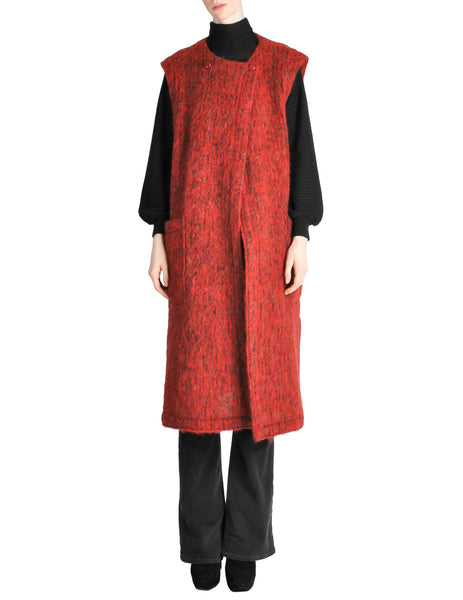 Ted Lapidus Vintage Burnt Red Mohair Maxi Vest - Amarcord Vintage Fashion
 - 1