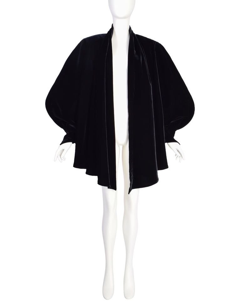 Thierry Mugler Vintage 1980s Black Velvet Draping High Low
