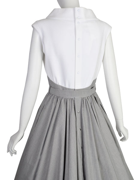 Thierry Mugler Vintage SS 1987 Black White Gingham Cotton Full Skirt Dress