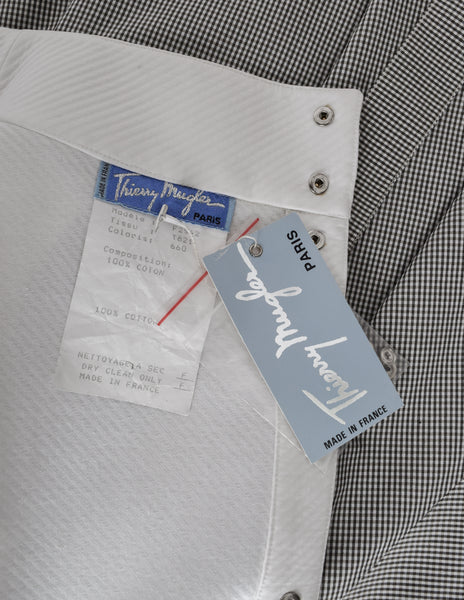 Thierry Mugler Vintage SS 1987 Black White Gingham Cotton Full Skirt Dress