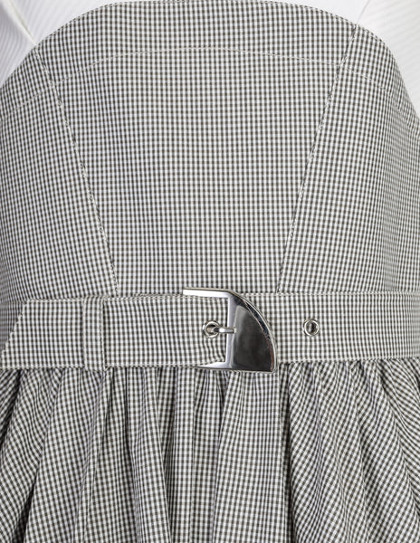 Thierry Mugler Vintage SS 1987 Black White Gingham Cotton Full Skirt Dress
