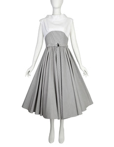 Thierry Mugler Vintage SS 1987 Black White Gingham Cotton Full Skirt Dress