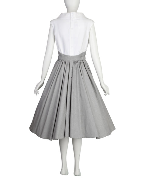 Thierry Mugler Vintage SS 1987 Black White Gingham Cotton Full Skirt Dress