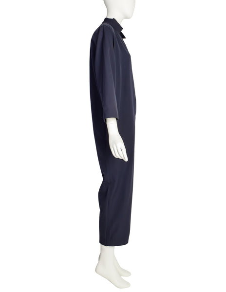 Thierry Mugler Vintage Navy Blue Cropped Jumpsuit
