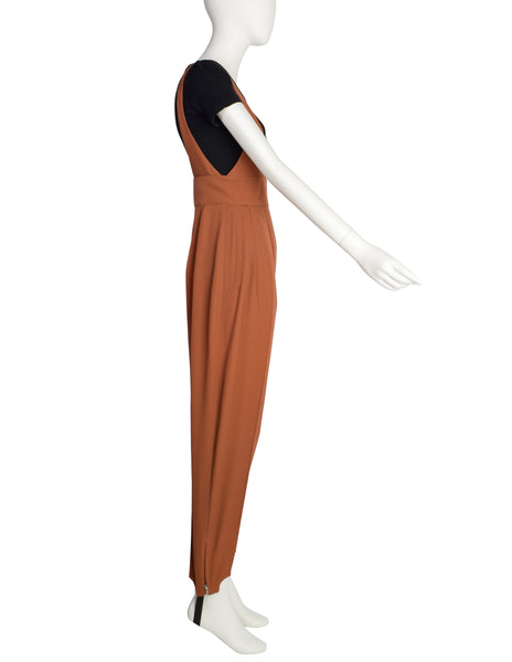 Thierry Mugler Vintage 1980s Terracotta Wool Pinafore Jumpsuit