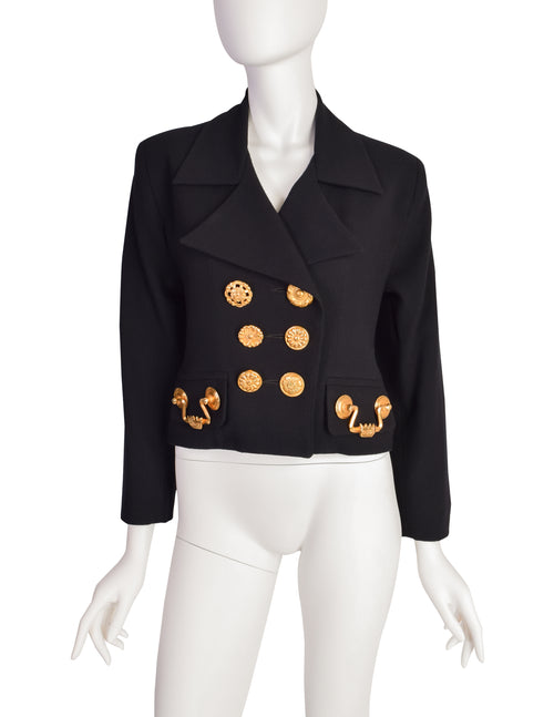 Todd Oldham Vintage 1992 Black Wool Gold Drawer Pull