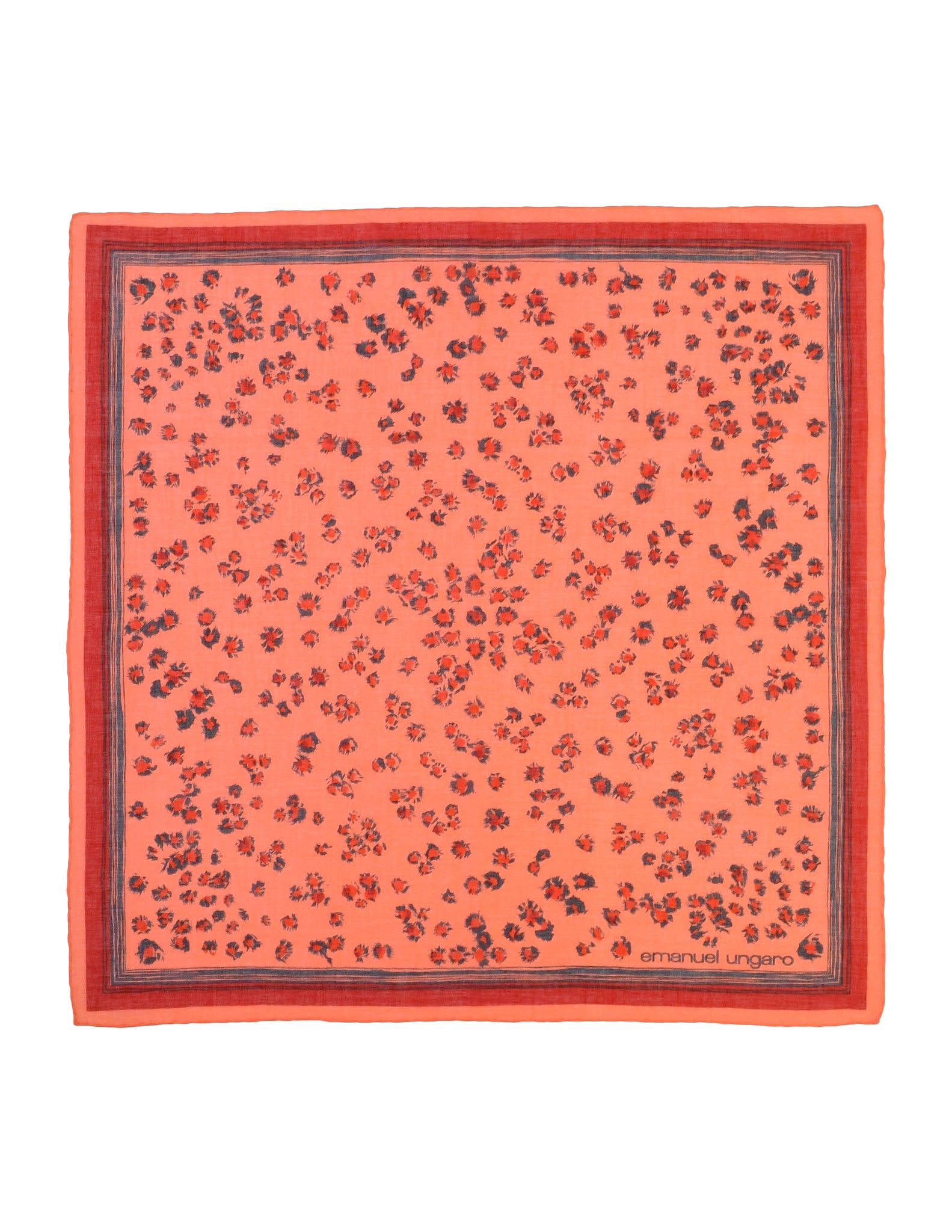 Ungaro Vintage Peach Red Leopard Animal Print Cotton Scarf